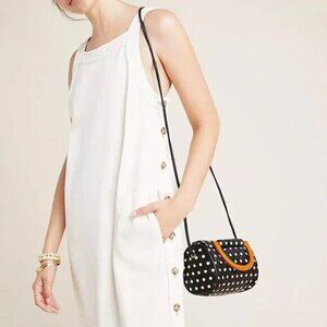 Maeve Anthropologie Crosley Buttoned Denim Sleeveless Mini Dress Cream Small